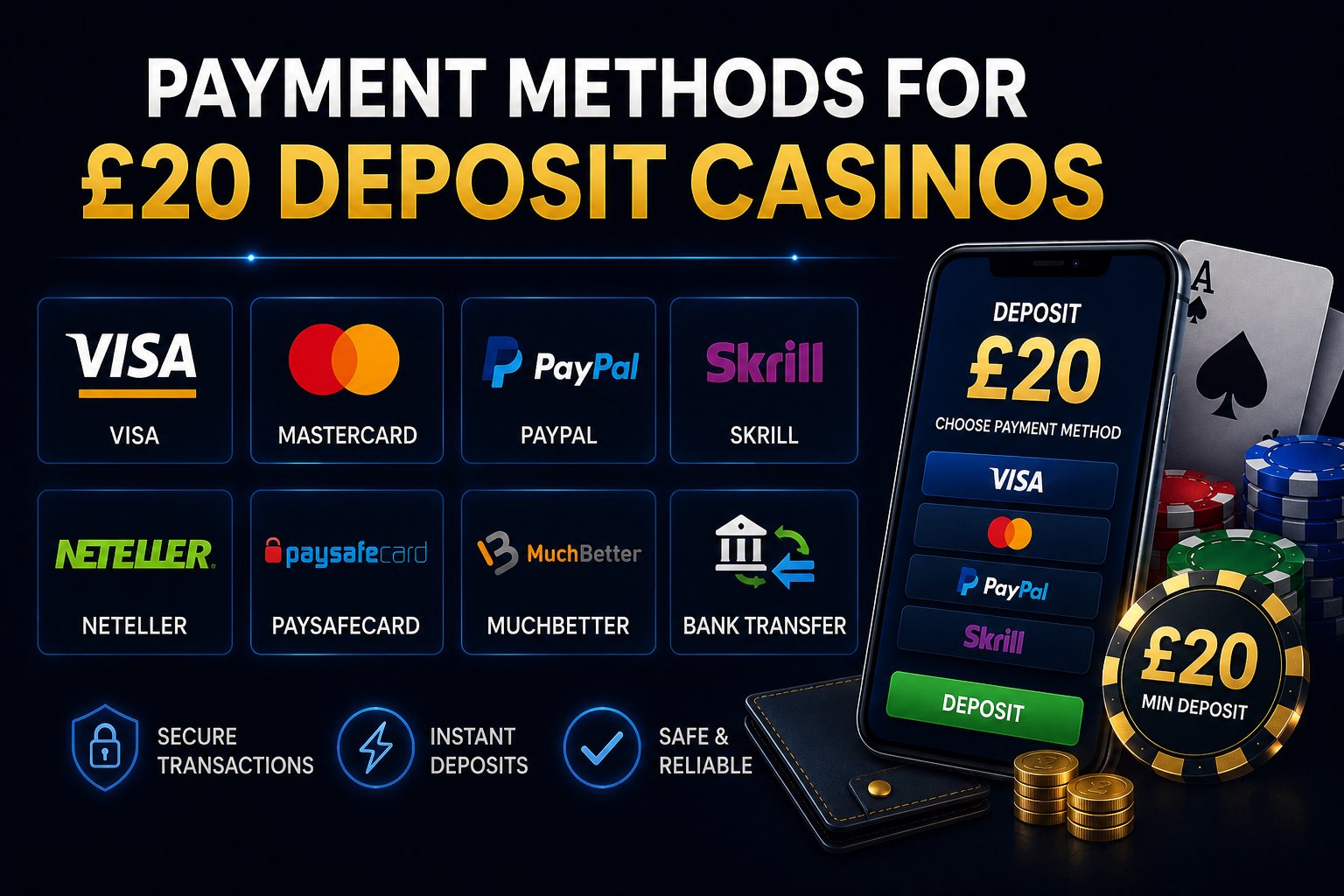 Payment Methods for £20 Deposit Casinos